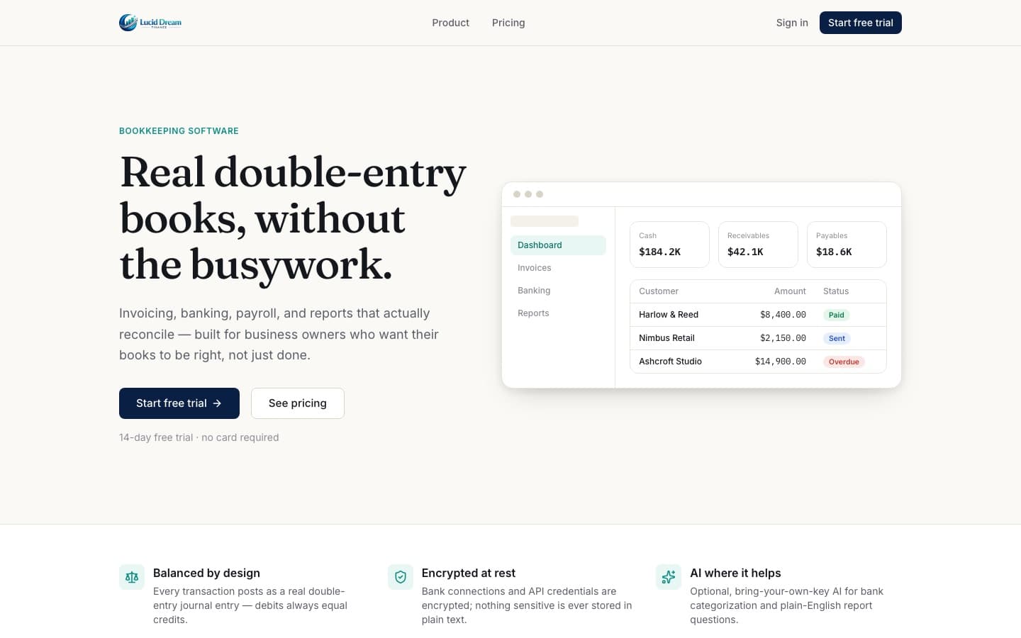 Lucid Dream Finance — the live product