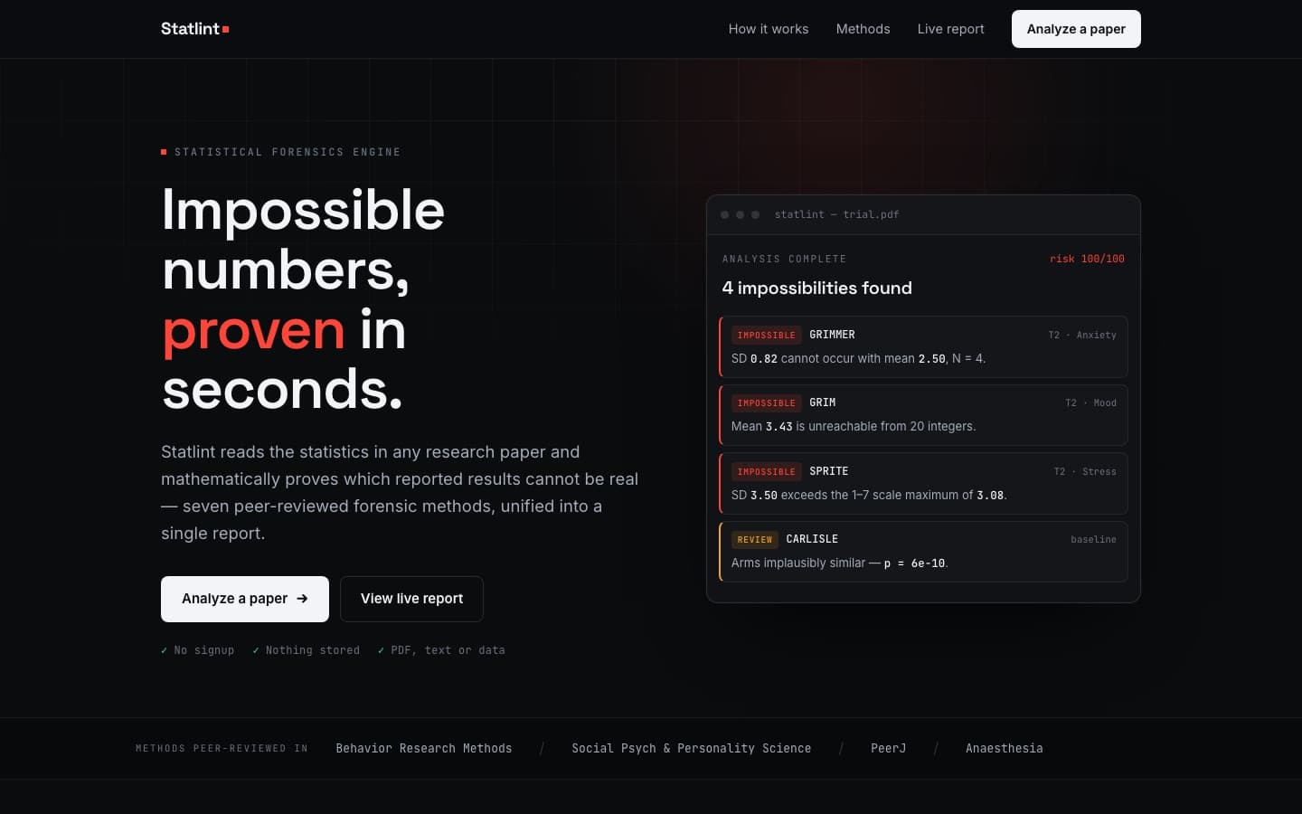 Statlint — the live product